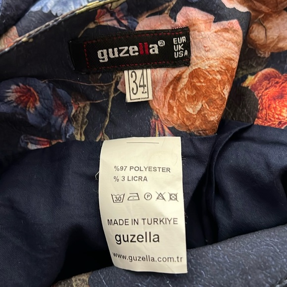 Guzella Blue Floral A-Line Skirt - Picture 3 of 5